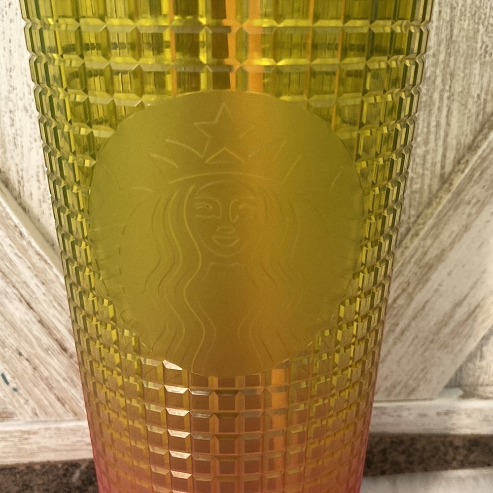 Starbucks Yellow Pink Ombré Grid Tumbler - Picture 2 of 4